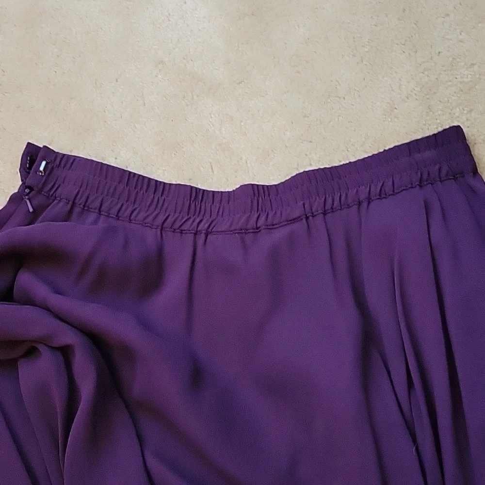 Blakc Tie Oleg Cassini Purple 100% Silk Skirt - Picture 8 of 8
